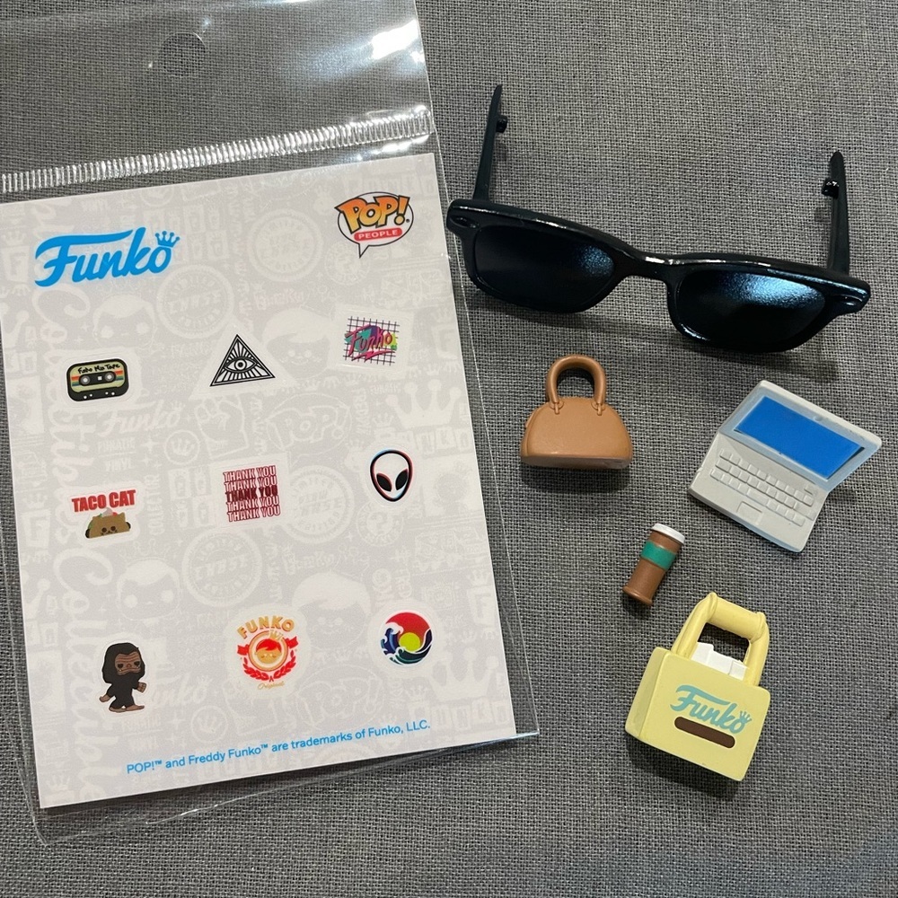 Funko POP Sticker Sheet and Accessories, Sunglasses, Laptop, Coffee, Bags